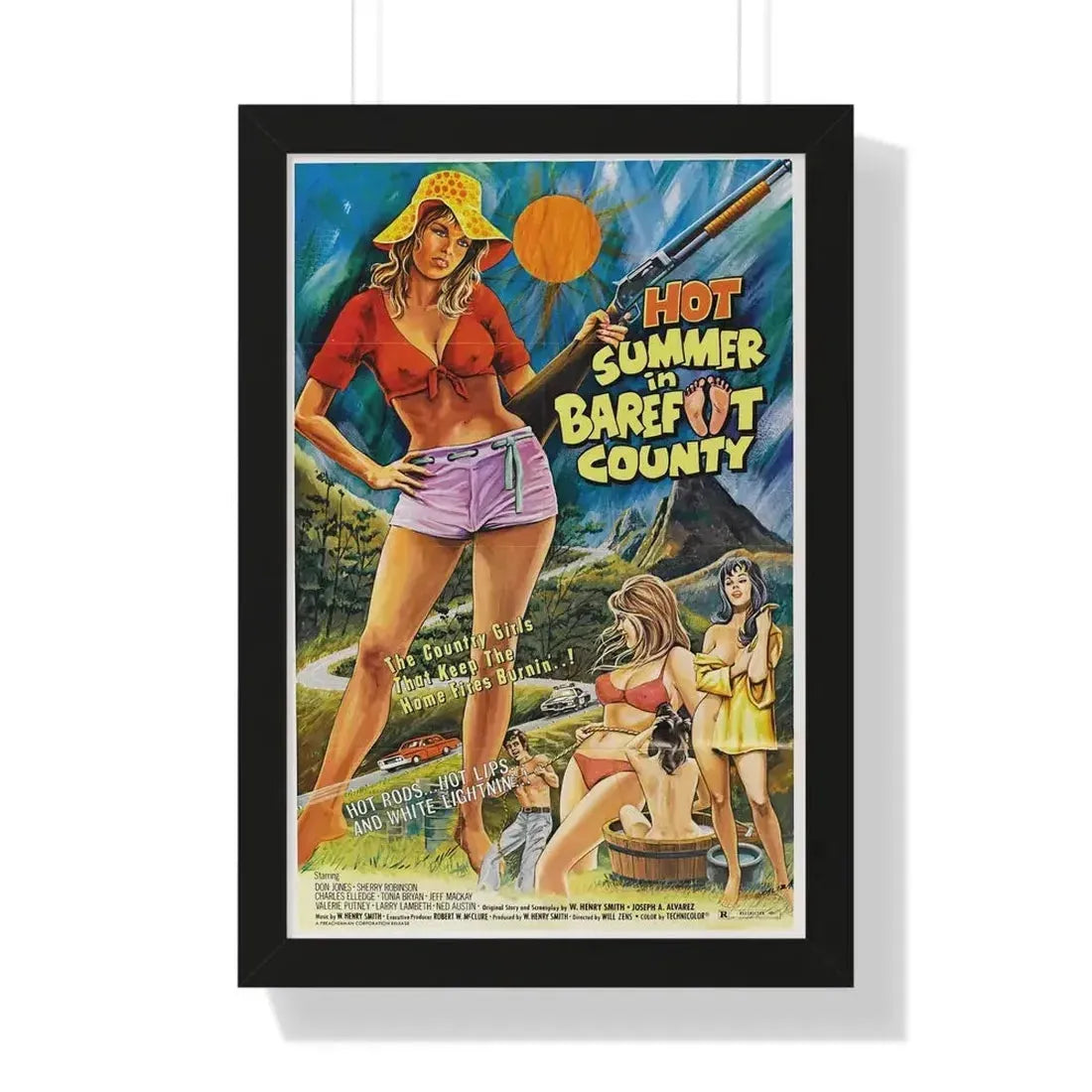 HOT SUMMER IN BAREFOOT COUNTY 1974 - Framed Movie Poster - The Sticker Space