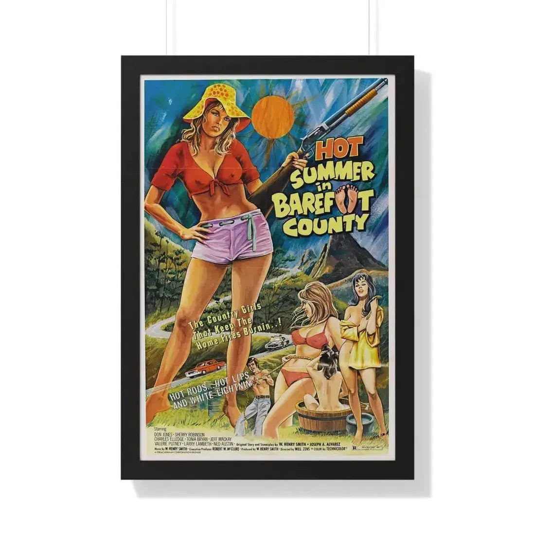 HOT SUMMER IN BAREFOOT COUNTY 1974 - Framed Movie Poster - The Sticker Space
