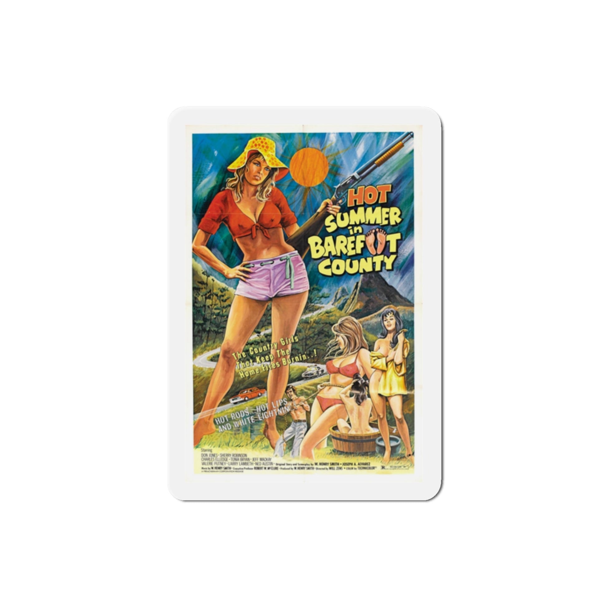 Hot Summer in Barefoot County 1974 Movie Poster Die-Cut Magnet-2 Inch-The Sticker Space