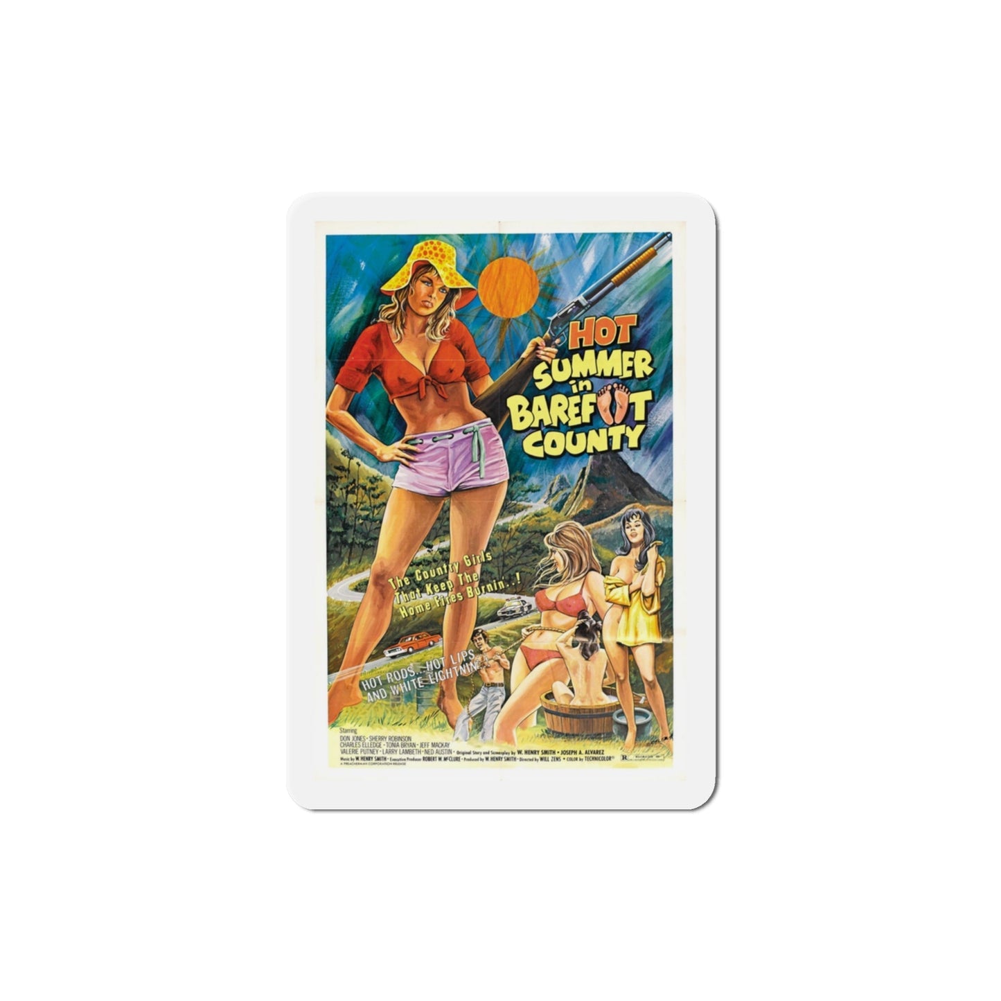 Hot Summer in Barefoot County 1974 Movie Poster Die-Cut Magnet-3 Inch-The Sticker Space