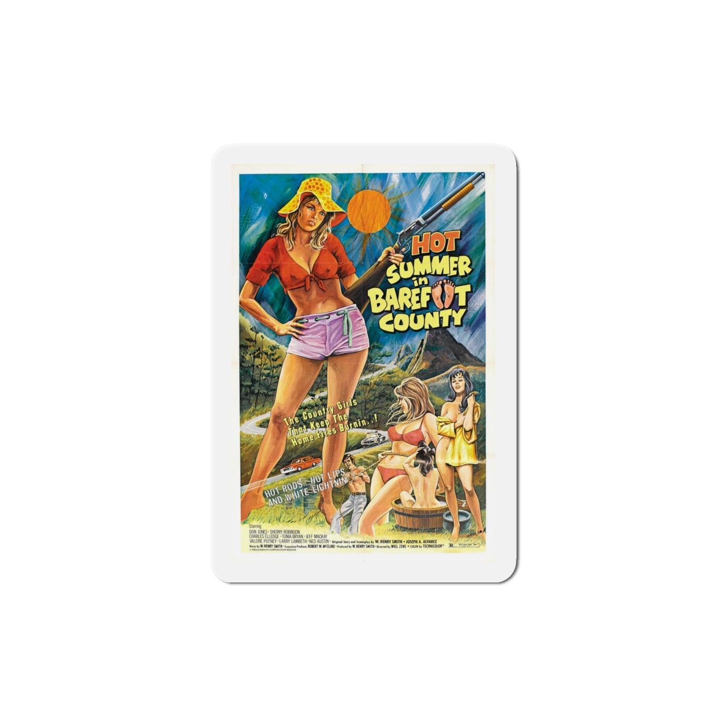 Hot Summer in Barefoot County 1974 Movie Poster Die-Cut Magnet-4 Inch-The Sticker Space