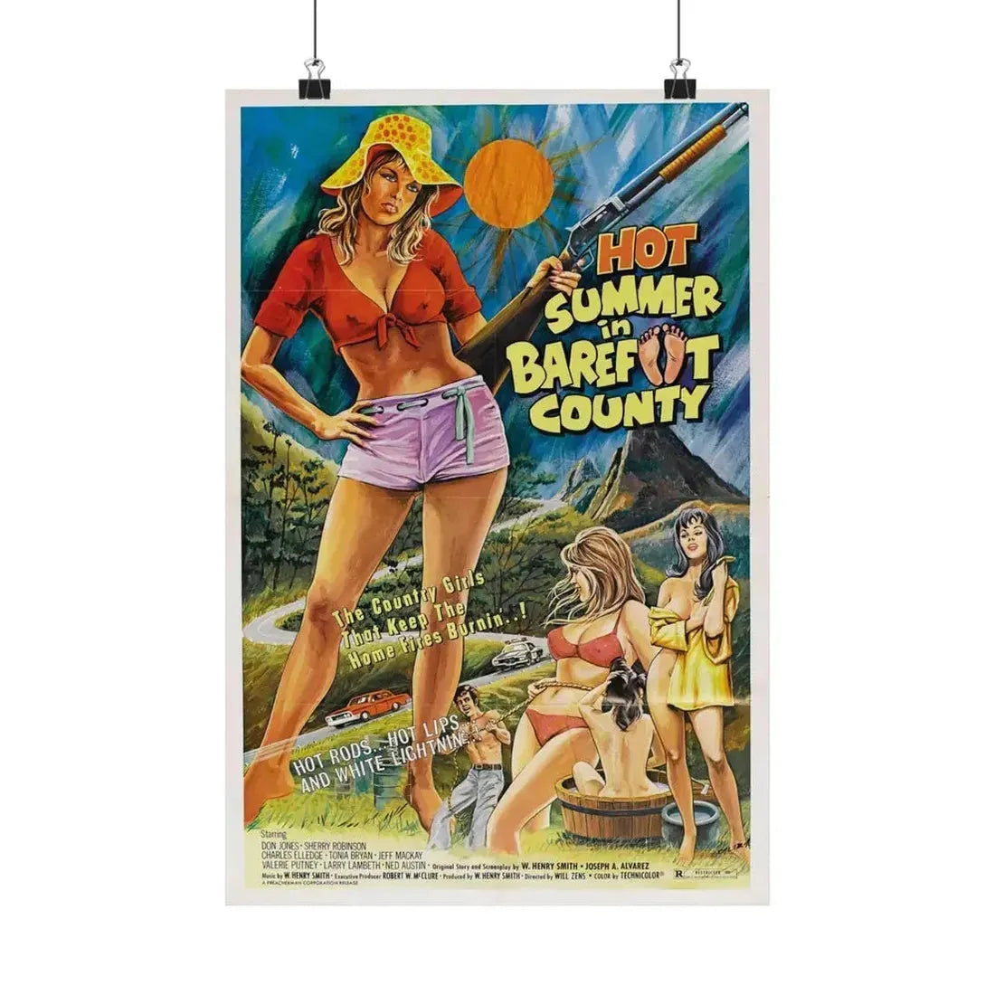 HOT SUMMER IN BAREFOOT COUNTY 1974 - Paper Movie Poster - The Sticker Space