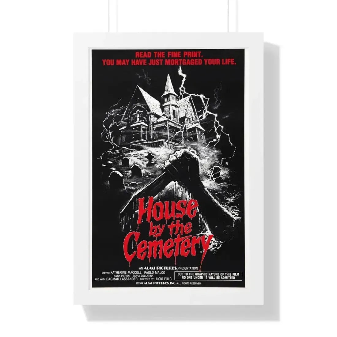 HOUSE BY THE CEMETERY 1981 - Framed Movie Poster 16″ x 24″ White - The Sticker Space