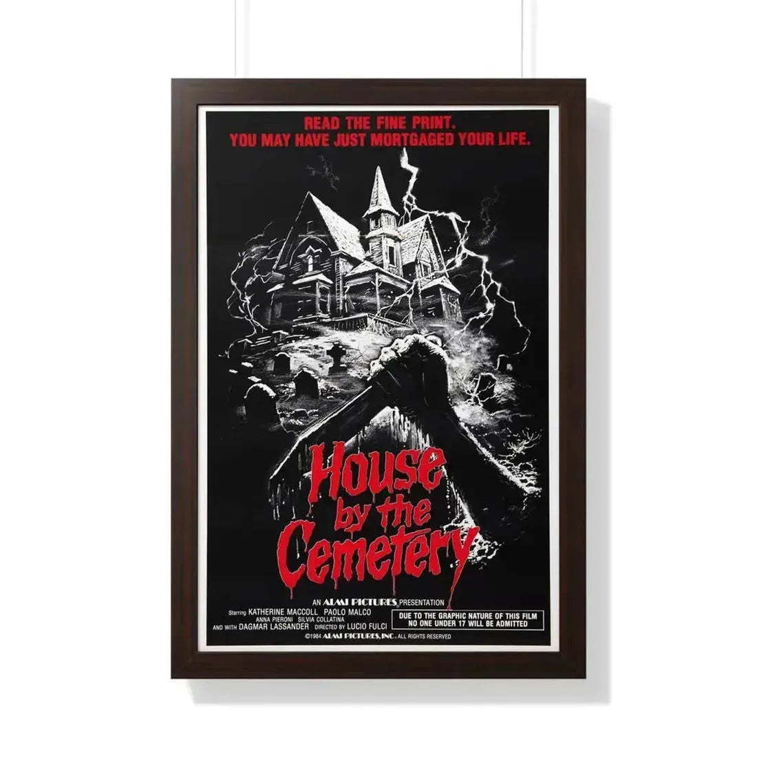 HOUSE BY THE CEMETERY 1981 - Framed Movie Poster 20" x 30" Walnut - The Sticker Space