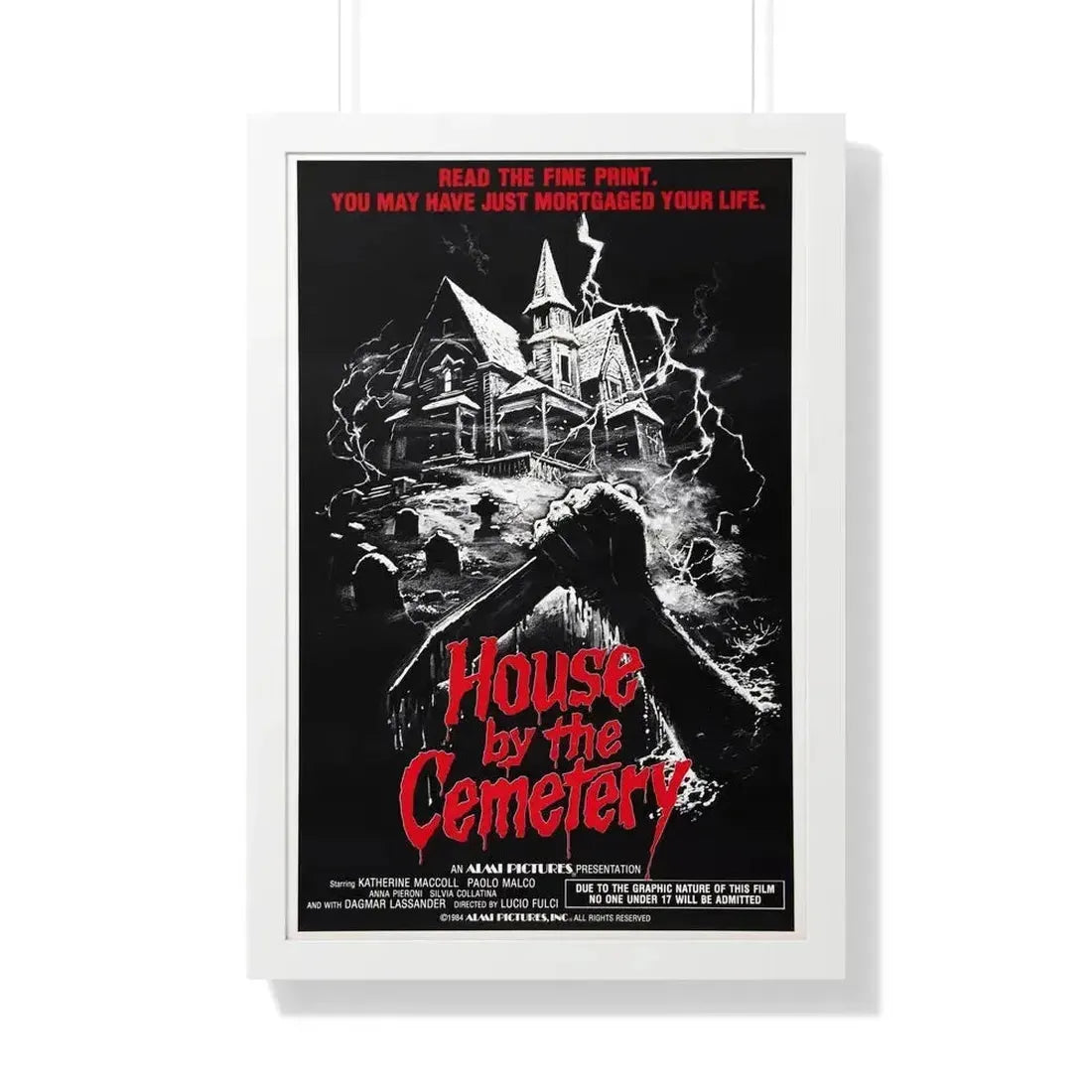 HOUSE BY THE CEMETERY 1981 - Framed Movie Poster 20" x 30" White - The Sticker Space