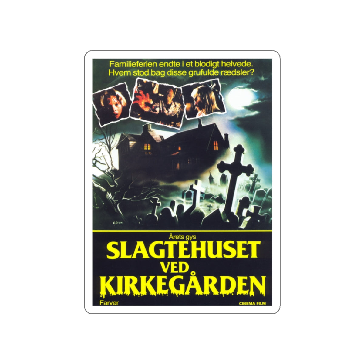 HOUSE BY THE CEMETERY (DANISH) 1981 Movie Poster STICKER Vinyl Die-Cut Decal-2 Inch-The Sticker Space