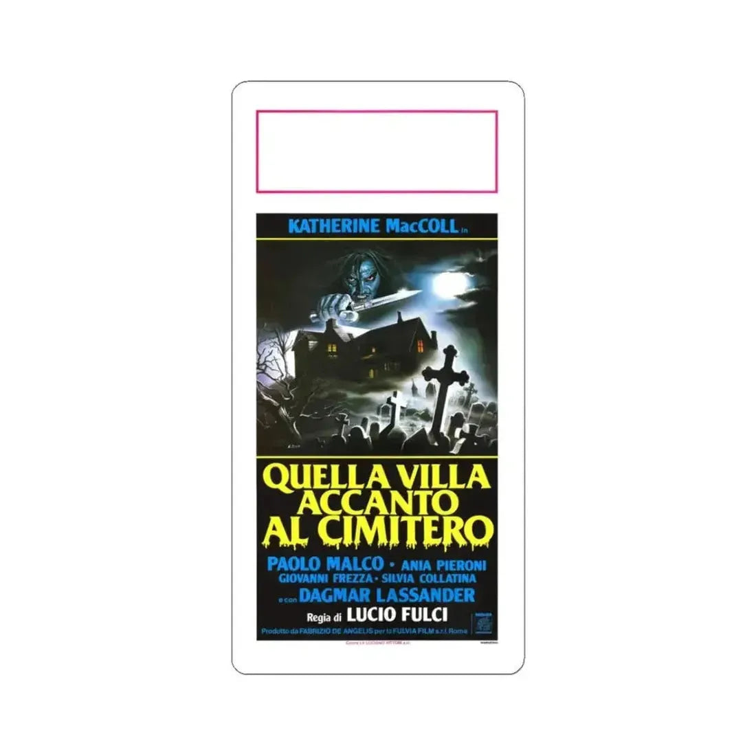 HOUSE BY THE CEMETERY (ITALIAN) 1981 Movie Poster - STICKER Vinyl Kiss-Cut Decal 3 Inch White - The Sticker Space
