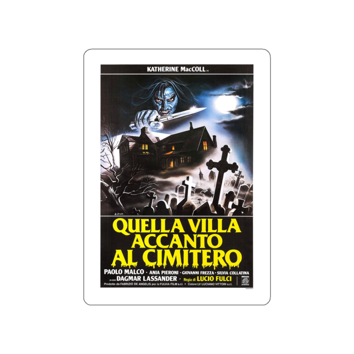 HOUSE BY THE CEMETERY (ITALIAN) 2 1981 Movie Poster STICKER Vinyl Die-Cut Decal-3 Inch-The Sticker Space