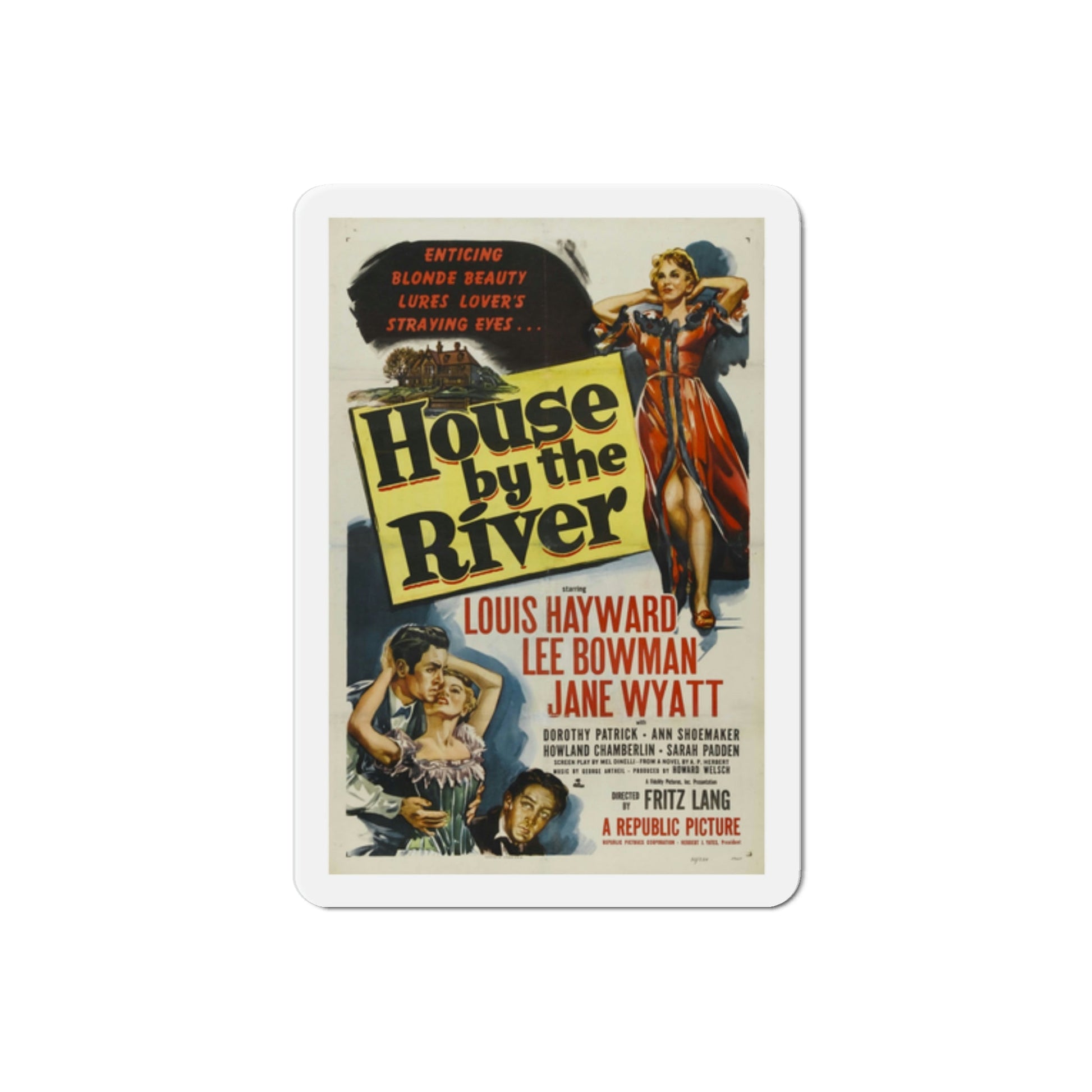 House by the River 1950 Movie Poster Die-Cut Magnet-2 Inch-The Sticker Space