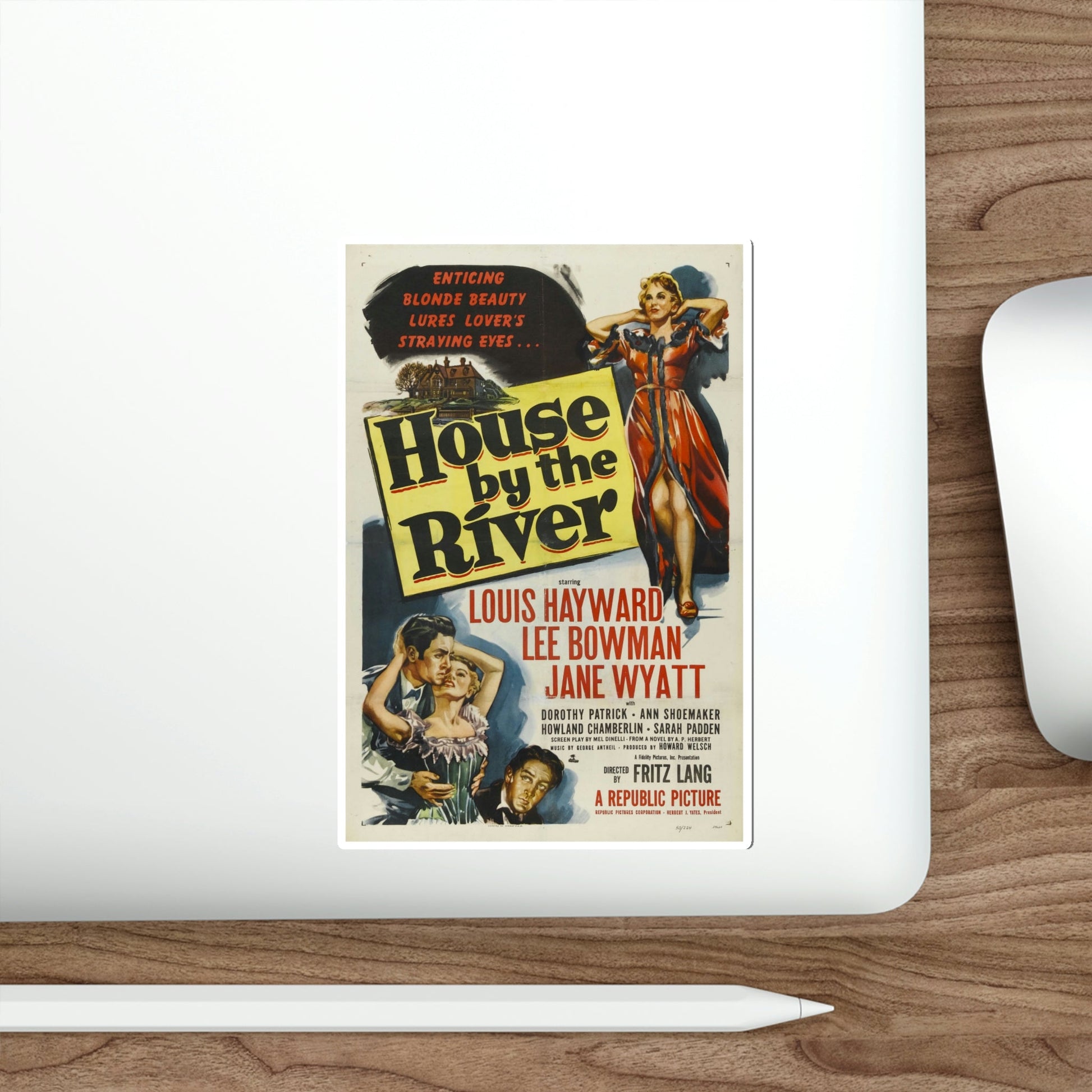 House by the River 1950 Movie Poster STICKER Vinyl Die-Cut Decal-The Sticker Space