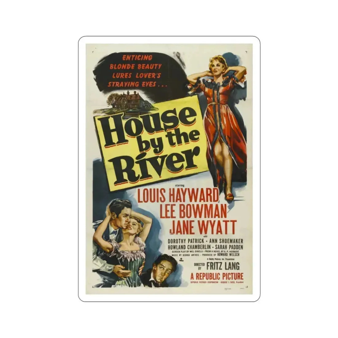 House by the River 1950 Movie Poster STICKER Vinyl Die-Cut Decal 2 Inch - The Sticker Space