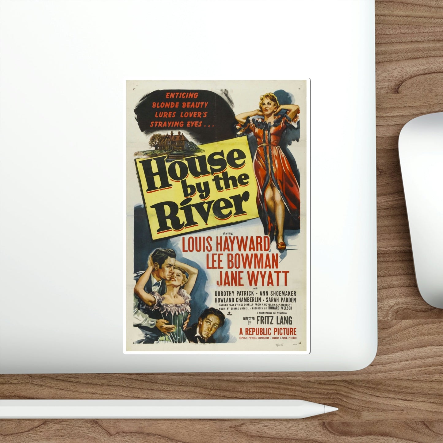 House by the River 1950 Movie Poster STICKER Vinyl Die-Cut Decal-The Sticker Space