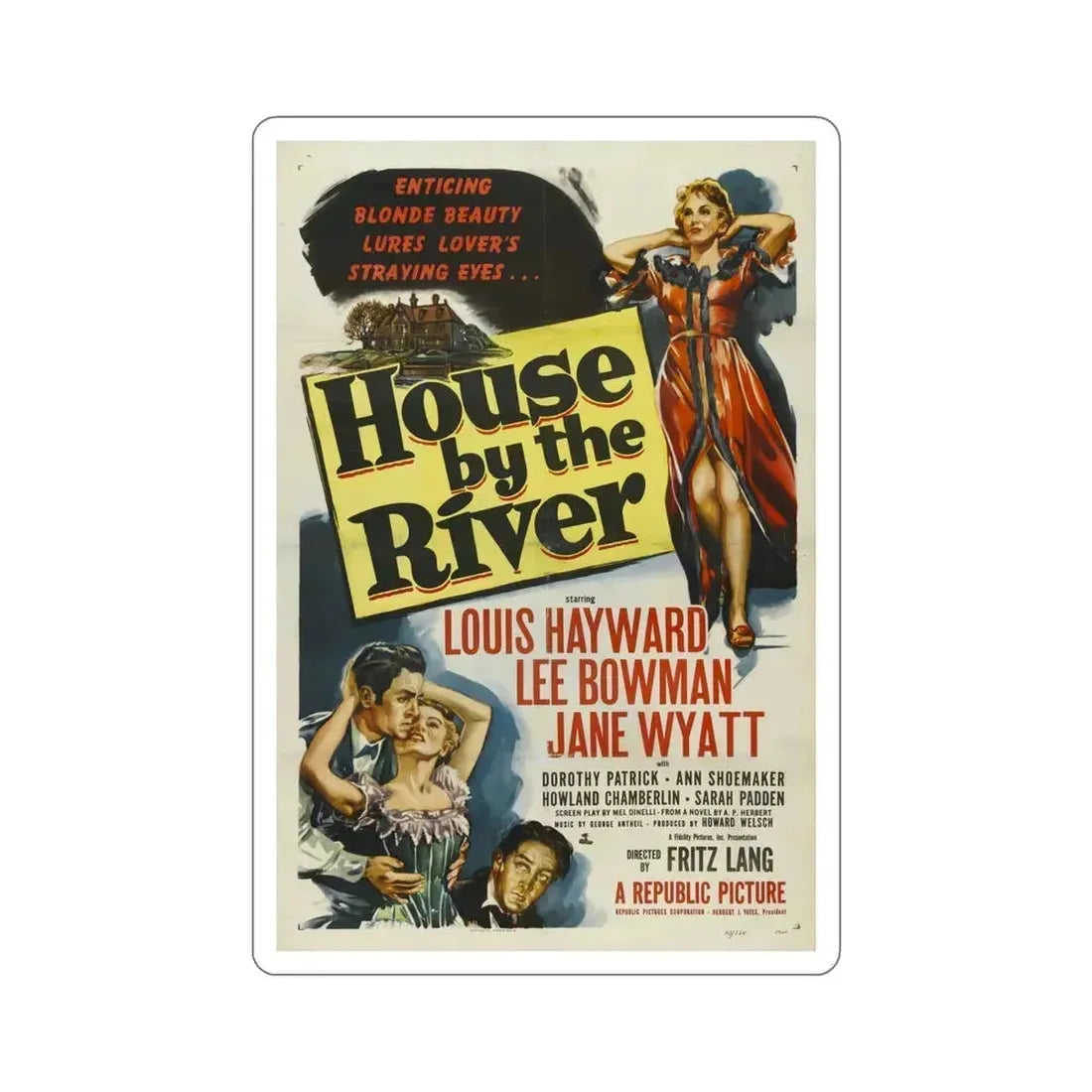 House by the River 1950 Movie Poster STICKER Vinyl Die-Cut Decal 6 Inch - The Sticker Space