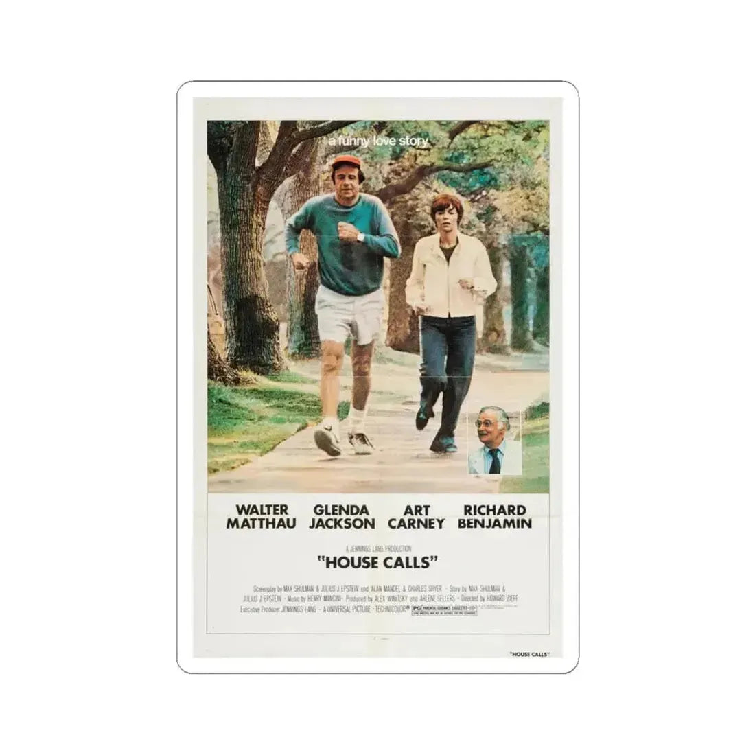 House Calls 1978 Movie Poster - STICKER Vinyl Kiss-Cut Decal 6 Inch White - The Sticker Space