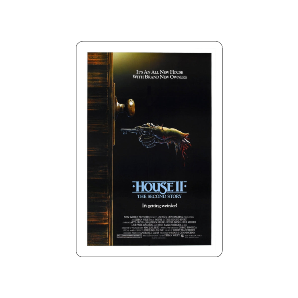 HOUSE II 1987 Movie Poster STICKER Vinyl Die-Cut Decal-2 Inch-The Sticker Space