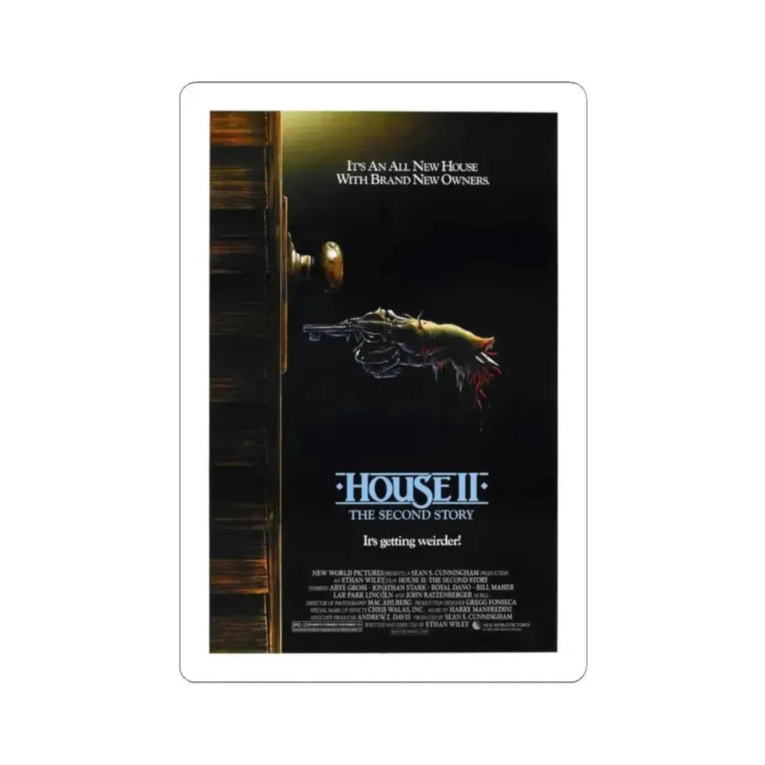 HOUSE II 1987 Movie Poster - STICKER Vinyl Kiss-Cut Decal 2 Inch White - The Sticker Space