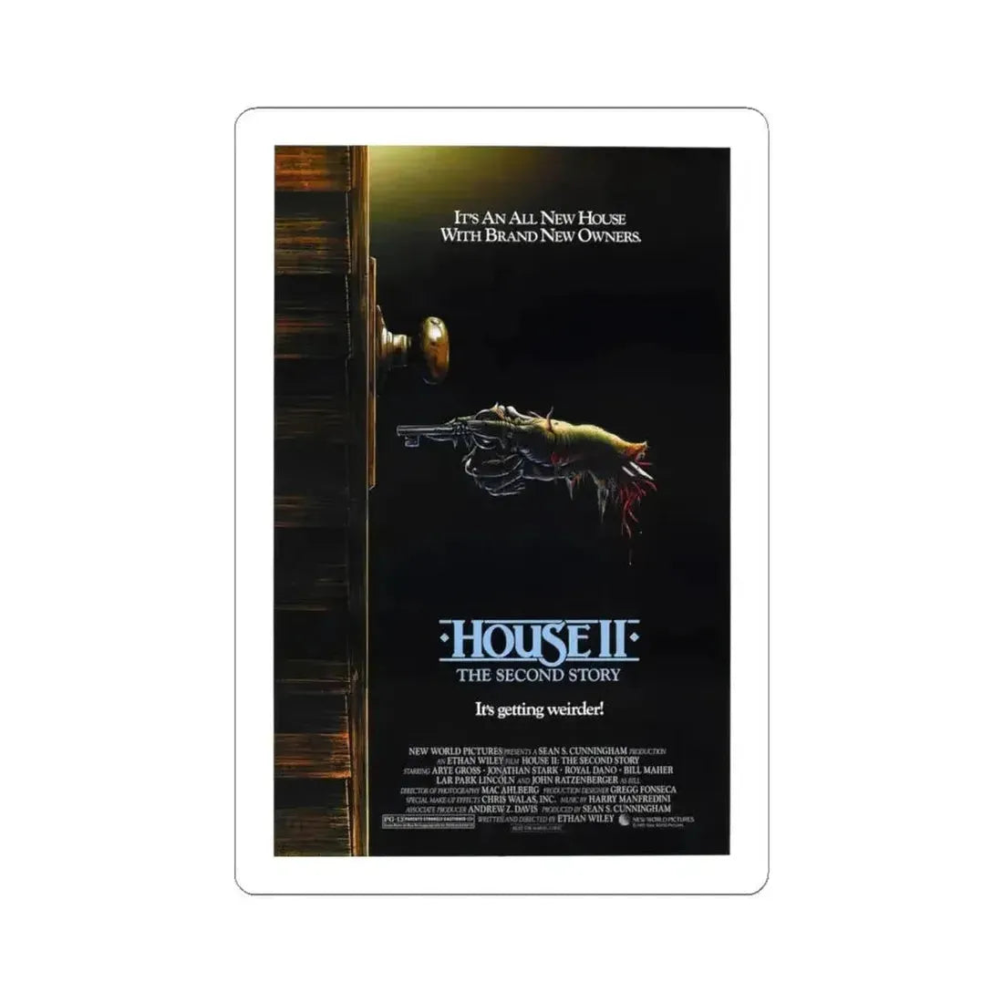 HOUSE II 1987 Movie Poster - STICKER Vinyl Kiss-Cut Decal 6 Inch White - The Sticker Space