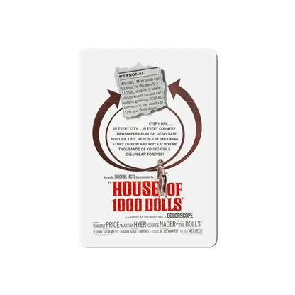 HOUSE OF 1000 DOLLS 1967 Movie Poster - Refrigerator Magnet 5 Inch Die-Cut - The Sticker Space