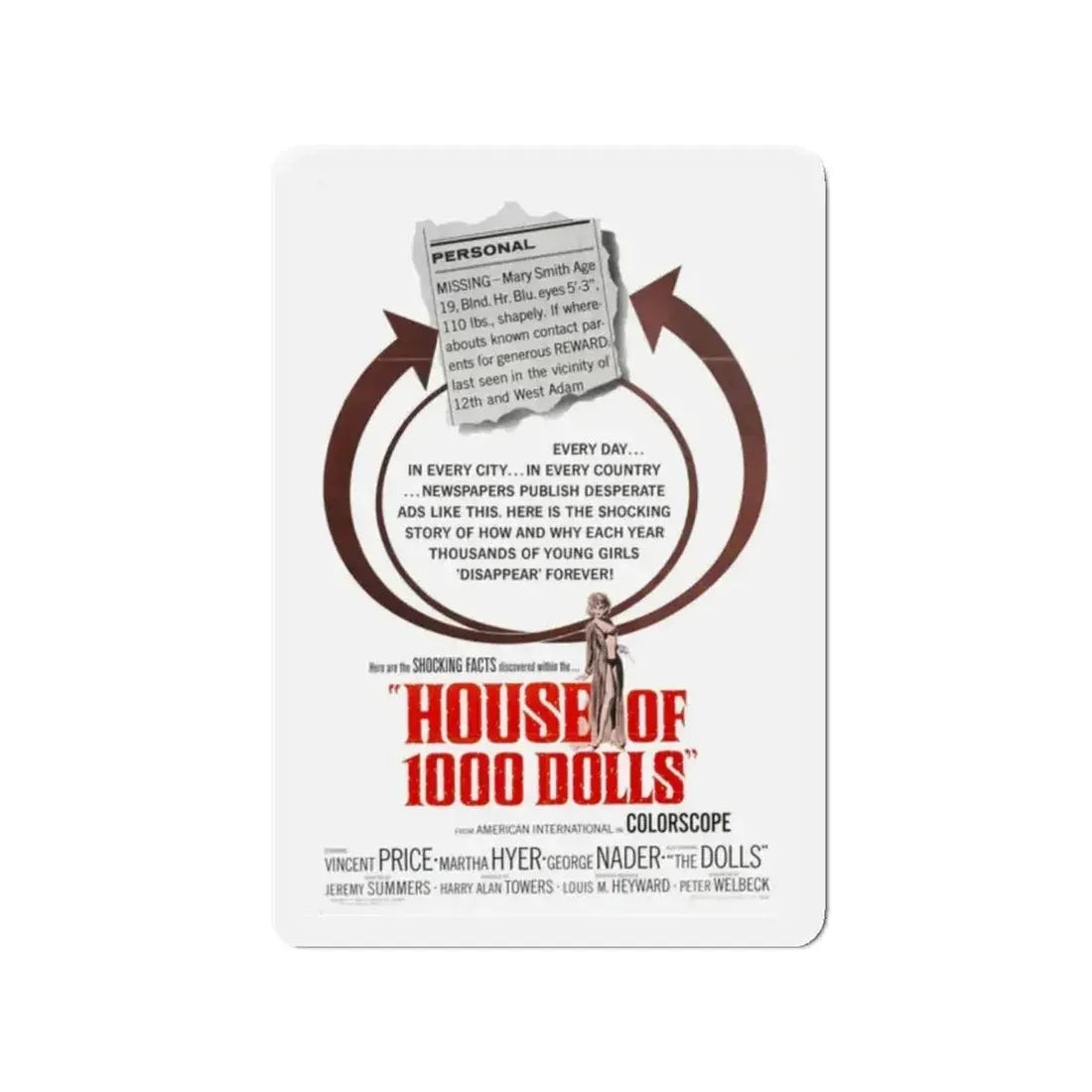 HOUSE OF 1000 DOLLS 1967 Movie Poster - Refrigerator Magnet - The Sticker Space