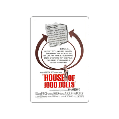 HOUSE OF 1000 DOLLS 1967 Movie Poster STICKER Vinyl Die-Cut Decal-3 Inch-The Sticker Space