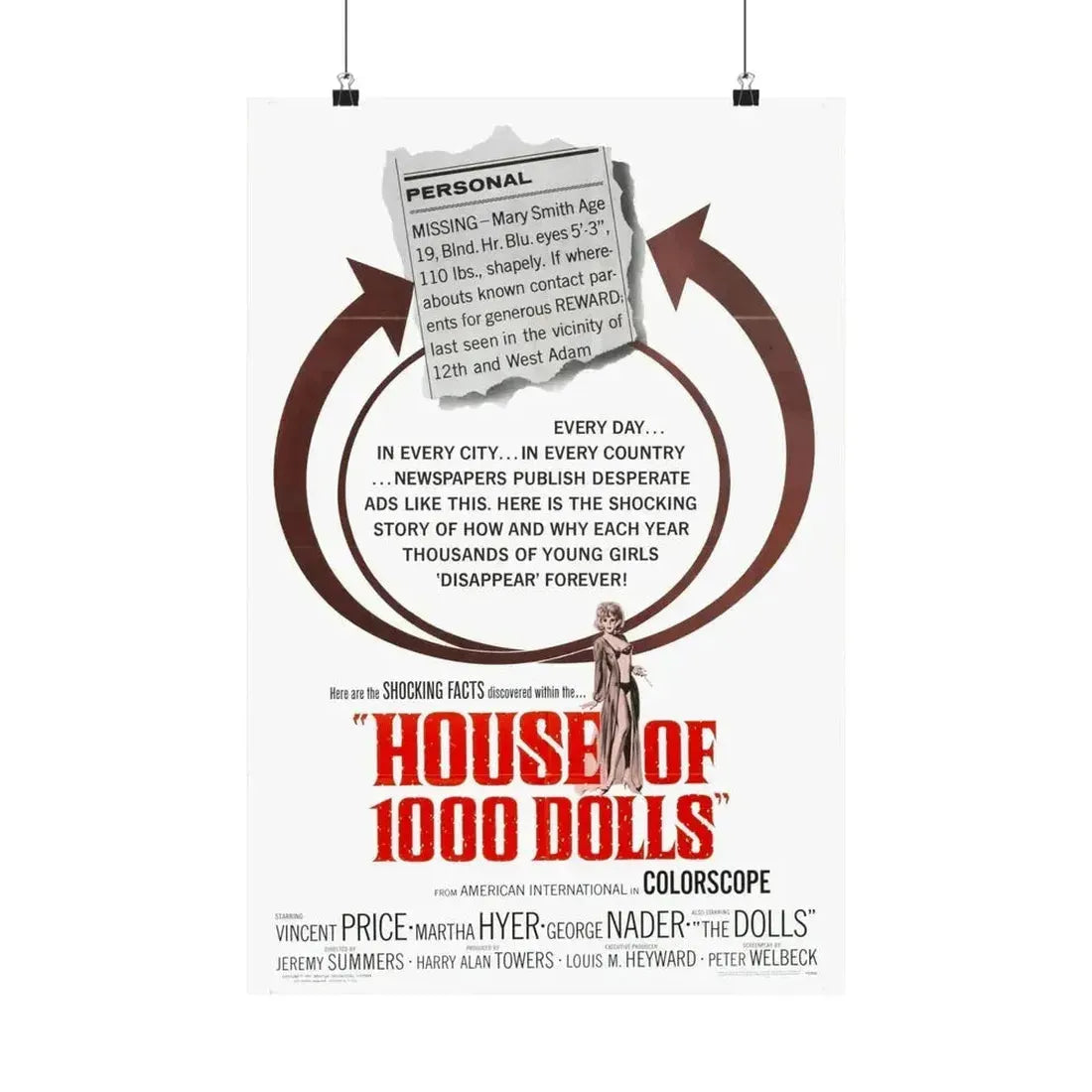 HOUSE OF 1000 DOLLS 1967 - Paper Movie Poster - The Sticker Space