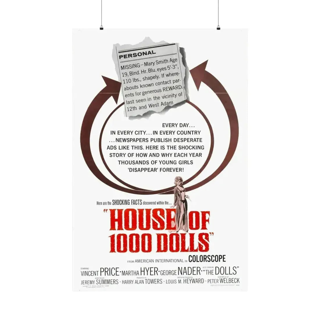 HOUSE OF 1000 DOLLS 1967 - Paper Movie Poster - The Sticker Space