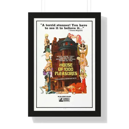 HOUSE OF 1000 PLEASURES 1974 - Framed Movie Poster 16″ x 24″ Black - The Sticker Space