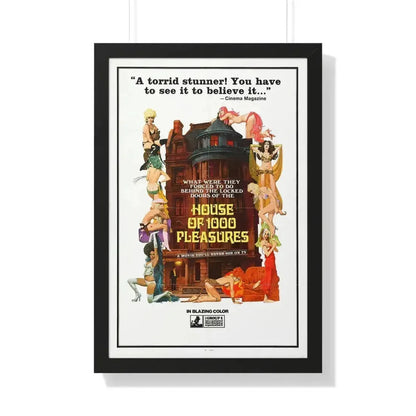 HOUSE OF 1000 PLEASURES 1974 - Framed Movie Poster 20" x 30" Black - The Sticker Space
