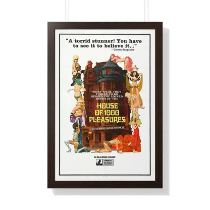 HOUSE OF 1000 PLEASURES 1974 - Framed Movie Poster 20" x 30" Walnut - The Sticker Space
