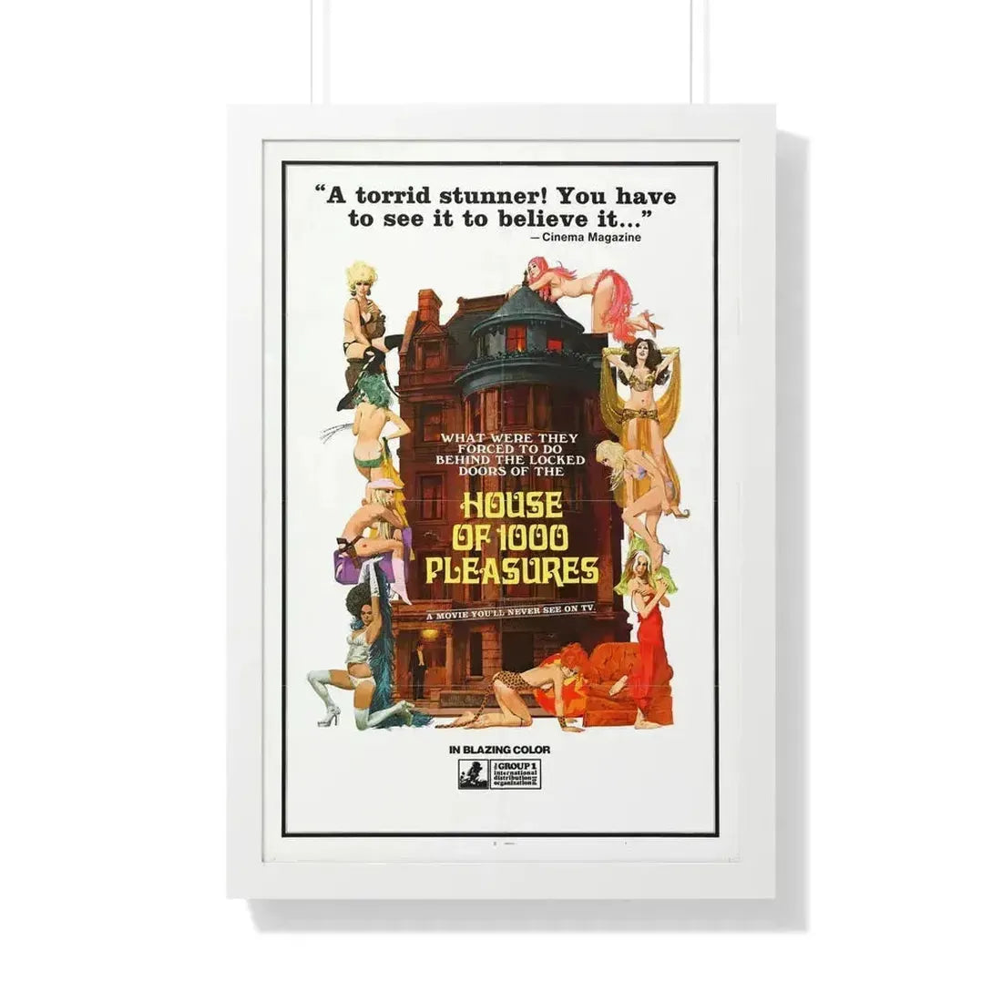 HOUSE OF 1000 PLEASURES 1974 - Framed Movie Poster 20" x 30" White - The Sticker Space