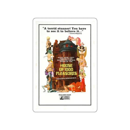 HOUSE OF 1000 PLEASURES 1974 Movie Poster STICKER Vinyl Die-Cut Decal 2 Inch - The Sticker Space
