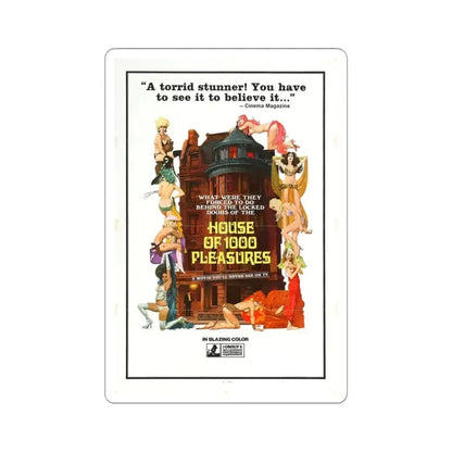 HOUSE OF 1000 PLEASURES 1974 Movie Poster - STICKER Vinyl Kiss-Cut Decal 3 Inch White - The Sticker Space