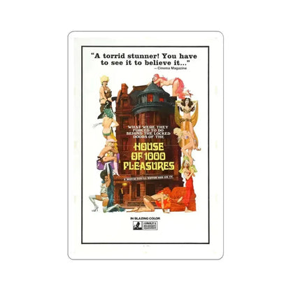 HOUSE OF 1000 PLEASURES 1974 Movie Poster - STICKER Vinyl Kiss-Cut Decal 6 Inch White - The Sticker Space