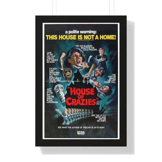 HOUSE OF CRAZIES (ASYLUM) 1972 - Framed Movie Poster 16″ x 24″ Black - The Sticker Space