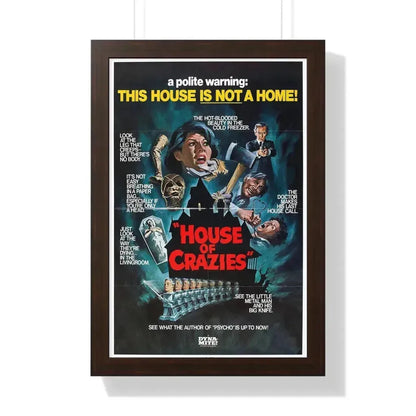 HOUSE OF CRAZIES (ASYLUM) 1972 - Framed Movie Poster 16″ x 24″ Walnut - The Sticker Space