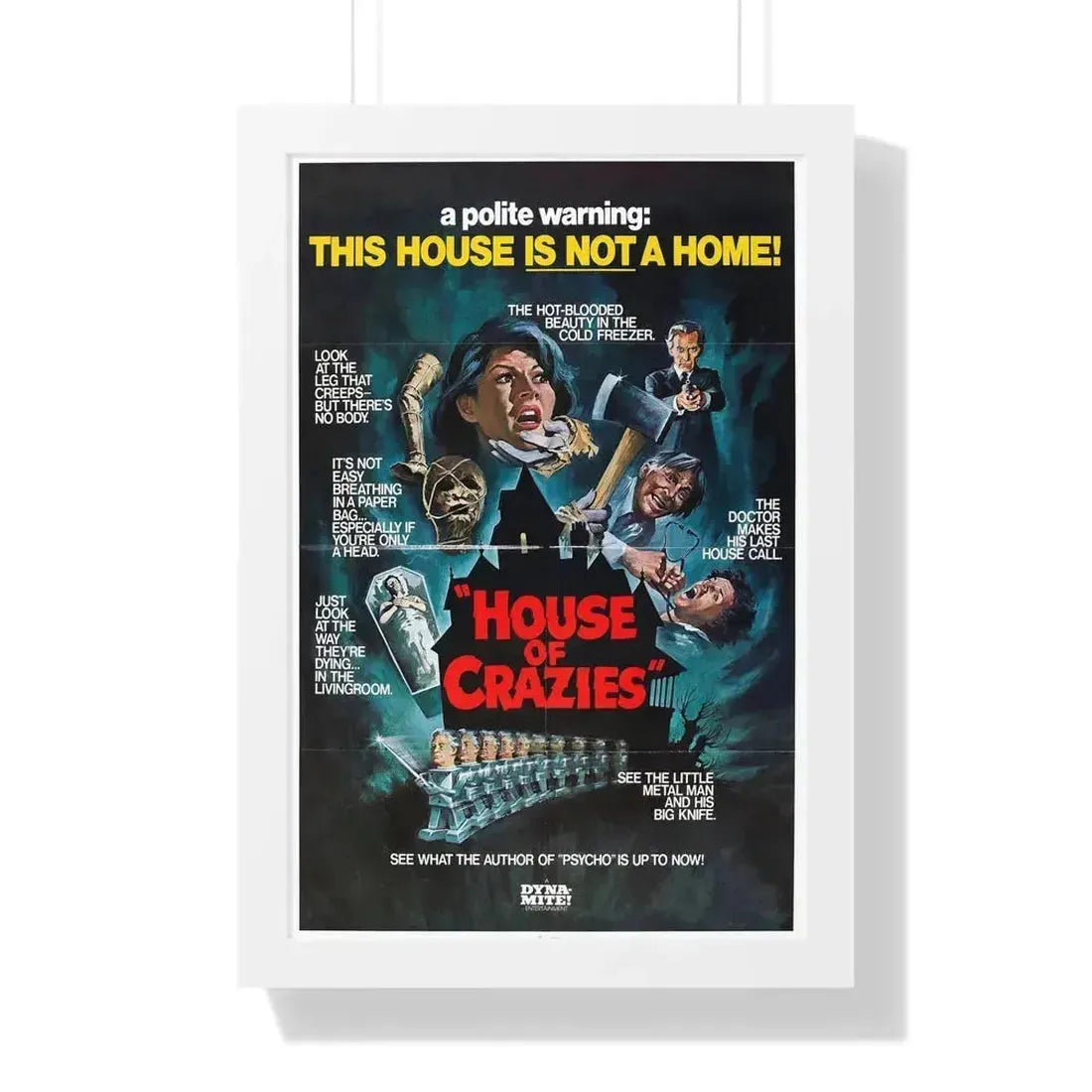 HOUSE OF CRAZIES (ASYLUM) 1972 - Framed Movie Poster 16″ x 24″ White - The Sticker Space