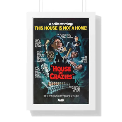 HOUSE OF CRAZIES (ASYLUM) 1972 - Framed Movie Poster 16″ x 24″ White - The Sticker Space