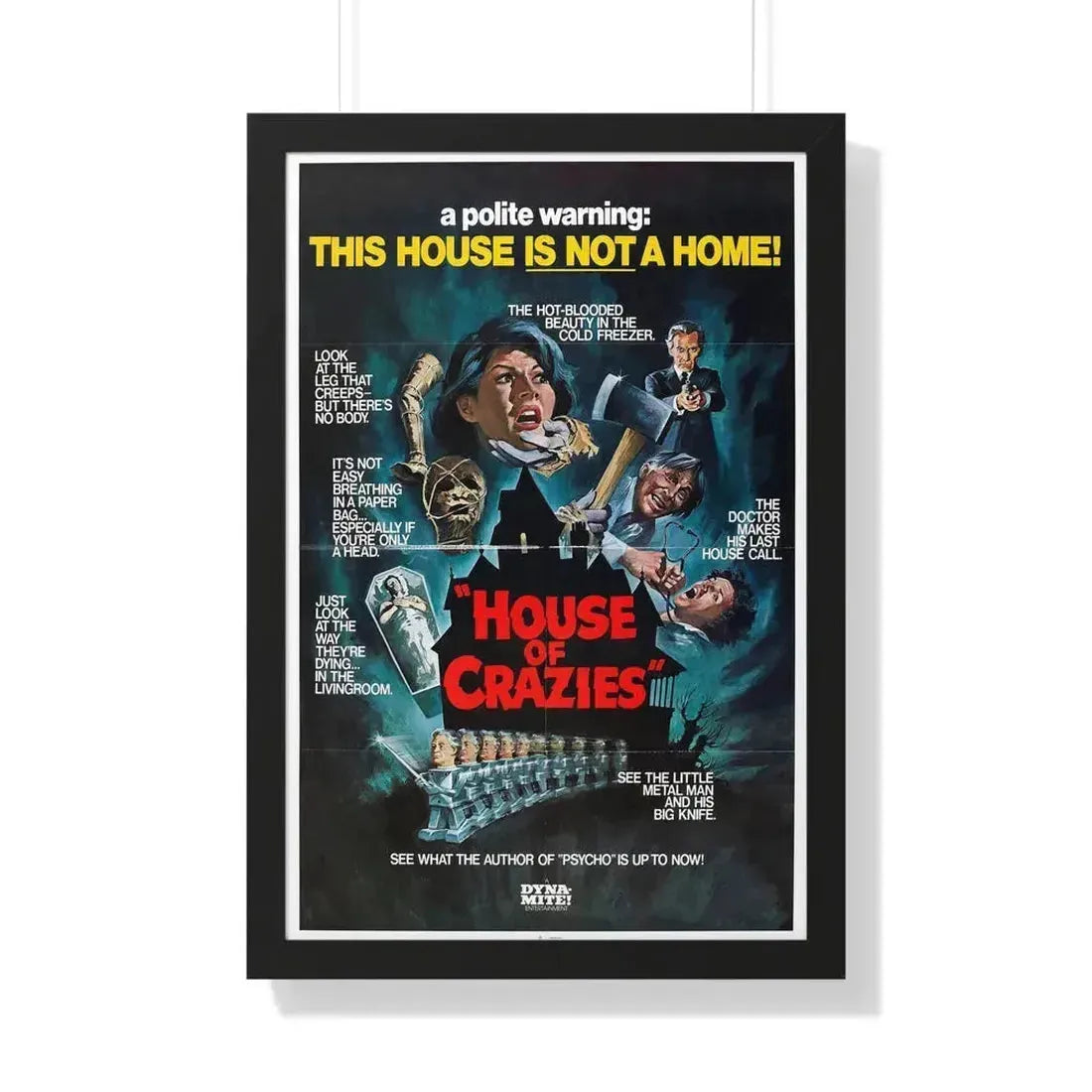 HOUSE OF CRAZIES (ASYLUM) 1972 - Framed Movie Poster 20" x 30" Black - The Sticker Space