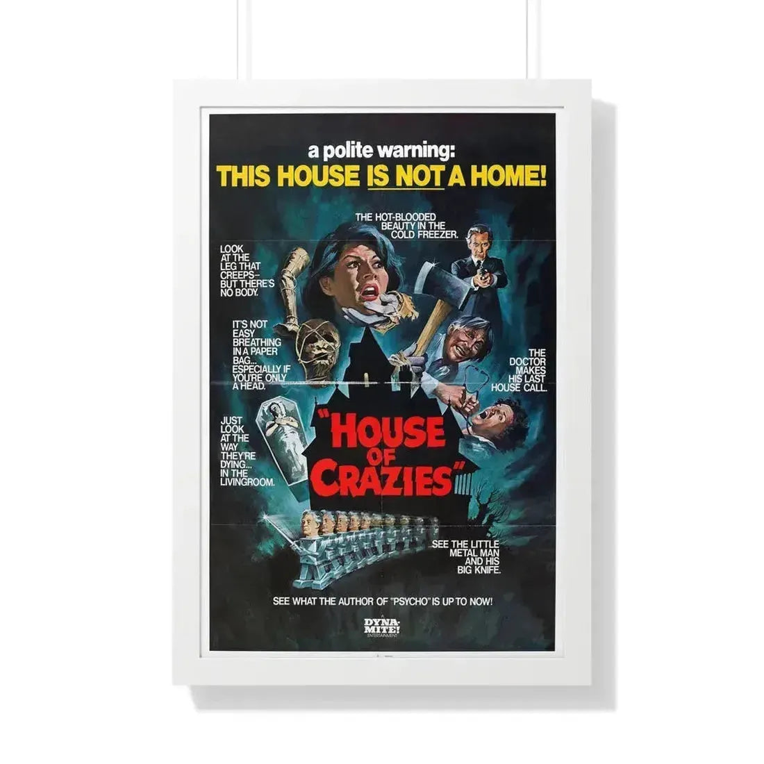 HOUSE OF CRAZIES (ASYLUM) 1972 - Framed Movie Poster 20" x 30" White - The Sticker Space