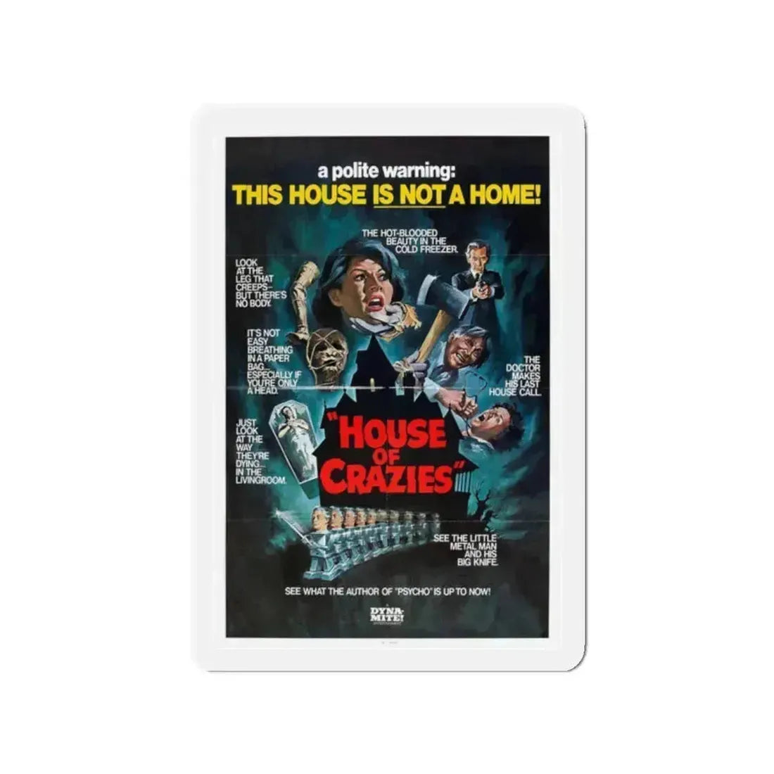 HOUSE OF CRAZIES (ASYLUM) 1972 Movie Poster - Refrigerator Magnet 2 Inch Die-Cut - The Sticker Space