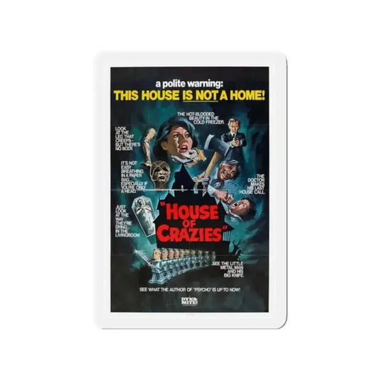 HOUSE OF CRAZIES (ASYLUM) 1972 Movie Poster - Refrigerator Magnet 2 Inch Die-Cut - The Sticker Space