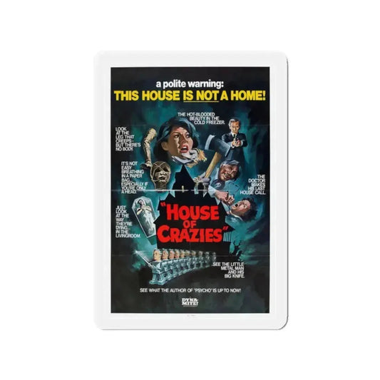 HOUSE OF CRAZIES (ASYLUM) 1972 Movie Poster - Refrigerator Magnet 2 Inch Die-Cut - The Sticker Space