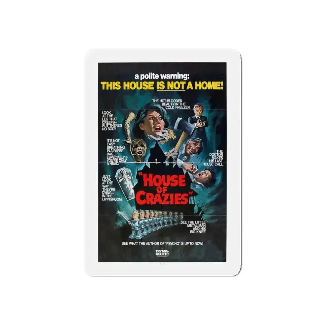 HOUSE OF CRAZIES (ASYLUM) 1972 Movie Poster - Refrigerator Magnet 3 Inch Die-Cut - The Sticker Space