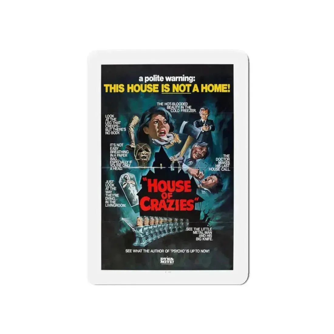 HOUSE OF CRAZIES (ASYLUM) 1972 Movie Poster - Refrigerator Magnet 3 Inch Die-Cut - The Sticker Space