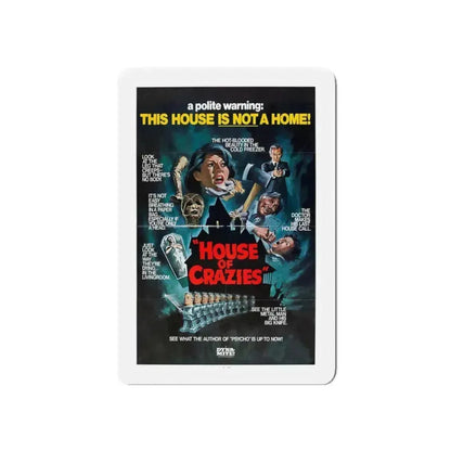 HOUSE OF CRAZIES (ASYLUM) 1972 Movie Poster - Refrigerator Magnet 3 Inch Die-Cut - The Sticker Space