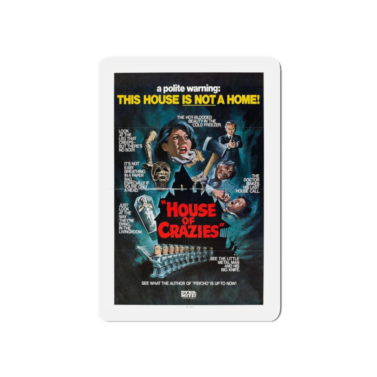 HOUSE OF CRAZIES (ASYLUM) 1972 Movie Poster - Refrigerator Magnet-3" x 3"-The Sticker Space