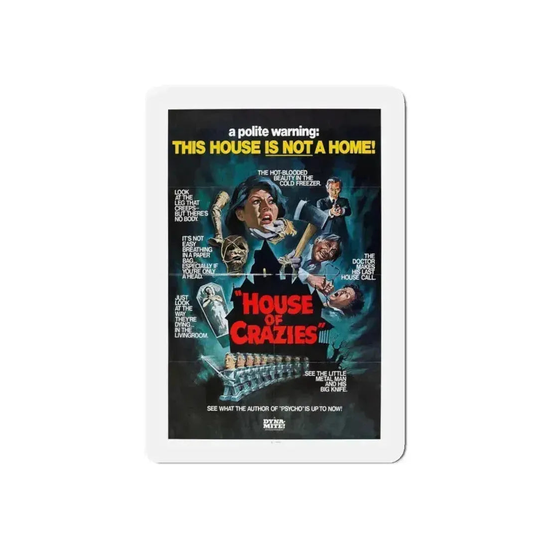 HOUSE OF CRAZIES (ASYLUM) 1972 Movie Poster - Refrigerator Magnet 4 Inch Die-Cut - The Sticker Space