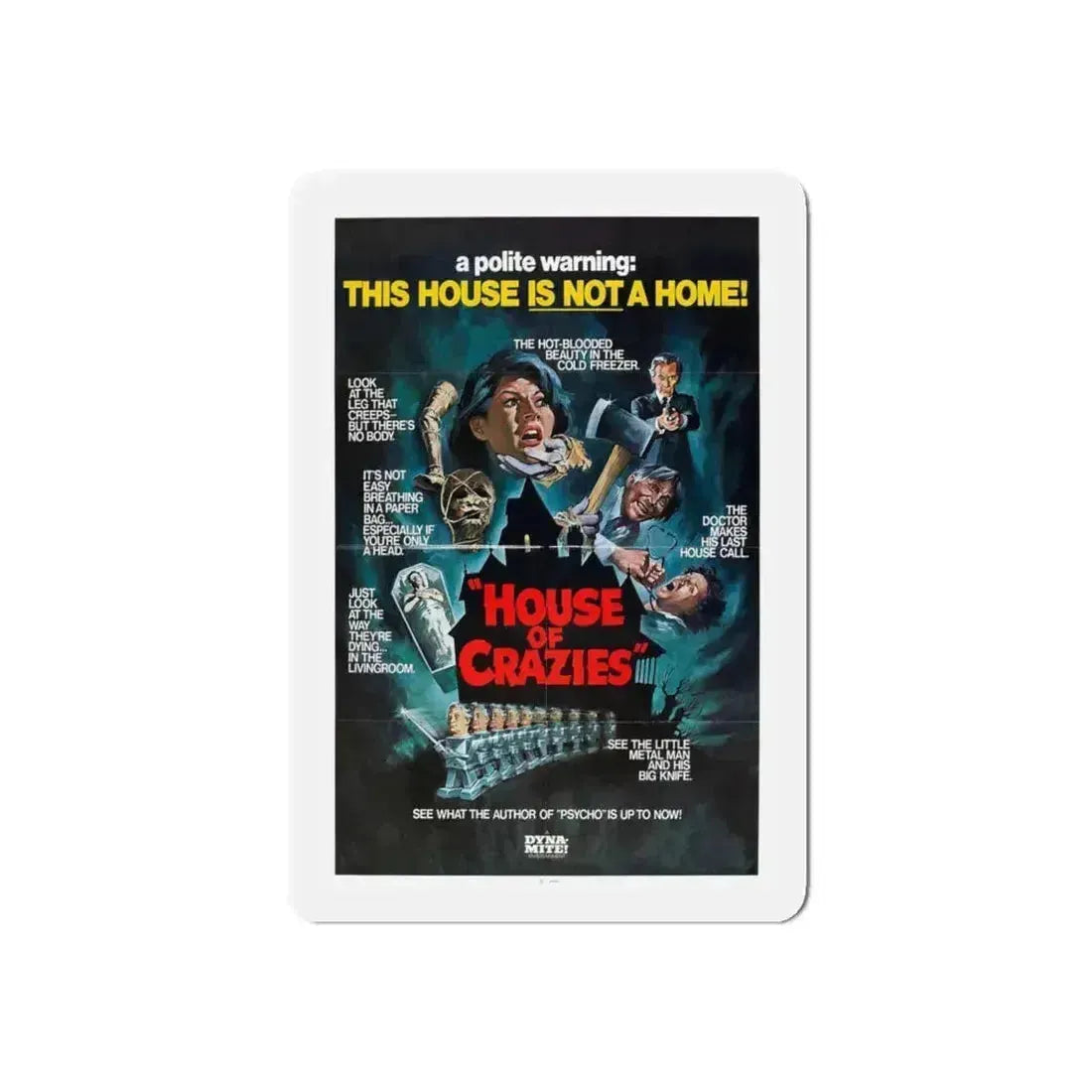 HOUSE OF CRAZIES (ASYLUM) 1972 Movie Poster - Refrigerator Magnet 4 Inch Die-Cut - The Sticker Space