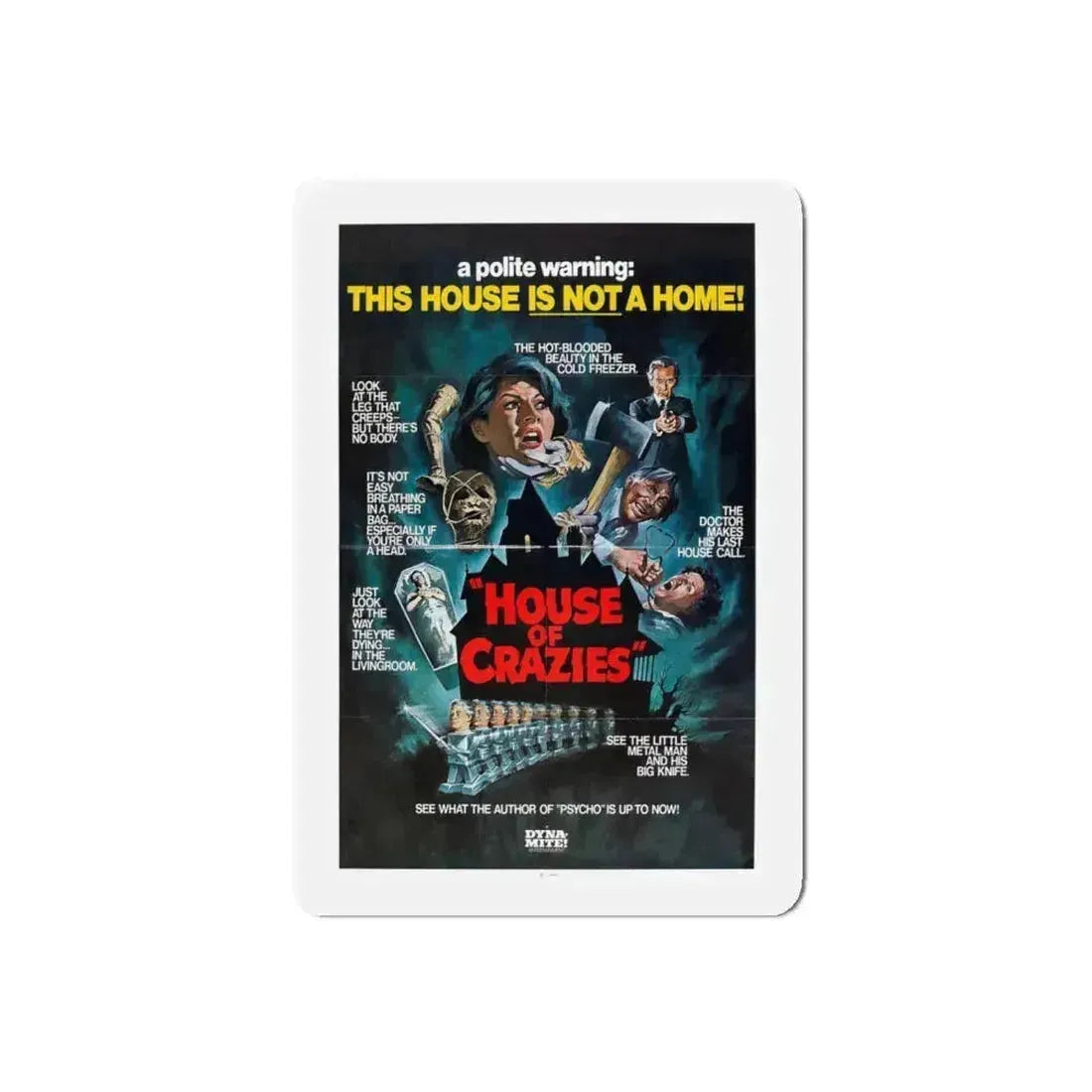HOUSE OF CRAZIES (ASYLUM) 1972 Movie Poster - Refrigerator Magnet 5 Inch Die-Cut - The Sticker Space