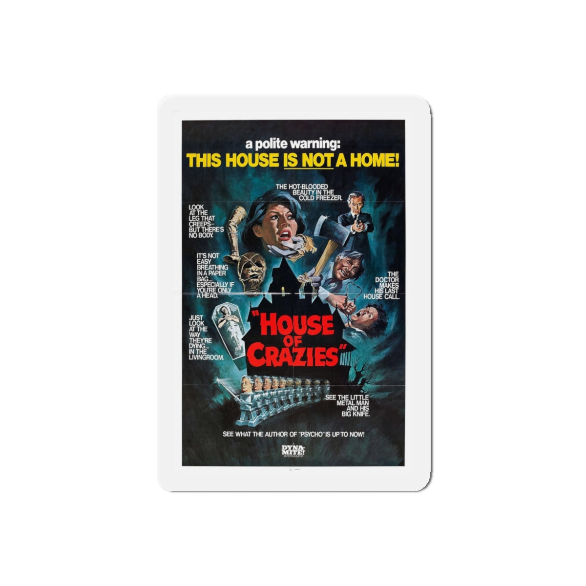 HOUSE OF CRAZIES (ASYLUM) 1972 Movie Poster - Refrigerator Magnet-5" x 5"-The Sticker Space